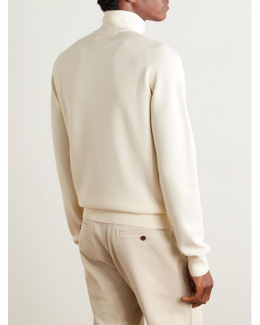 Orlebar Brown Natural Lennard Slim-fit Merino Wool Half-zip Sweater for men