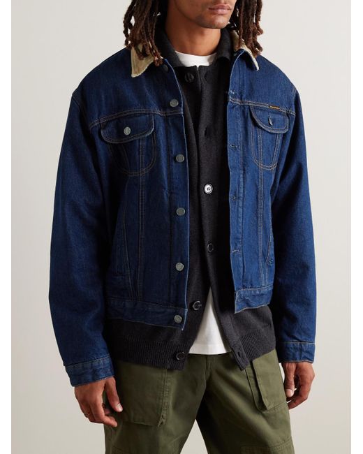 Nudie Jeans Blue Johnny Thunder Corduroy-trimmed Denim Jacket for men