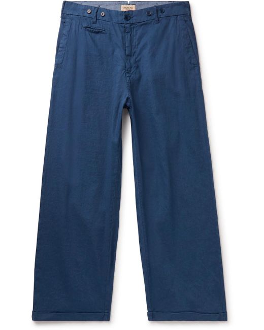 Barena Blue Francon Straight-leg Linen-blend Trousers for men
