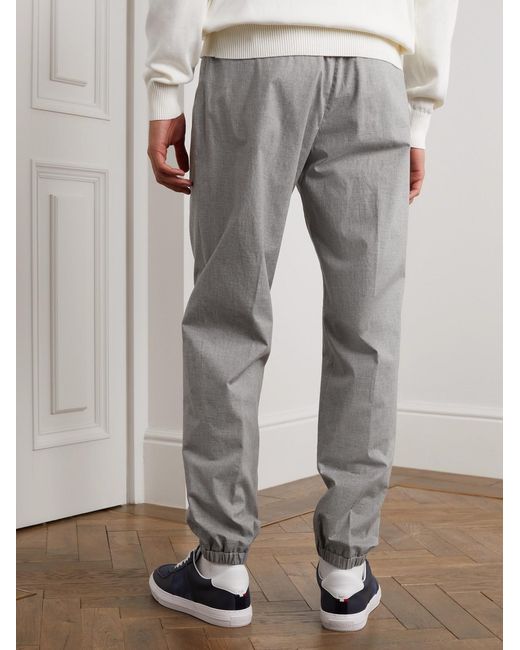Moncler Gray Tapered Stretch-Cotton Trousers for men