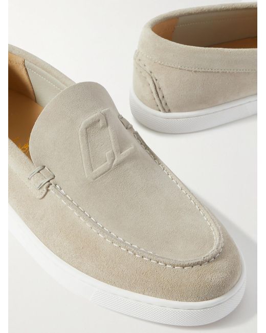 Christian Louboutin Natural Varsiboat Logo-Embossed Suede Loafers for men