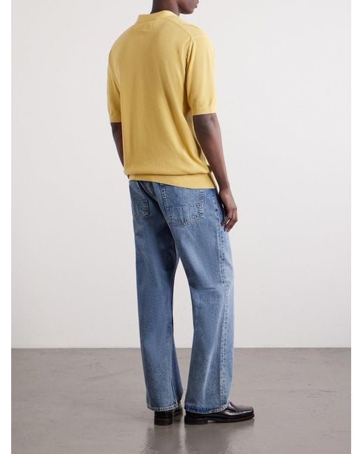 Beams Plus Yellow Cotton-Blend Piqué Polo Shirt for men