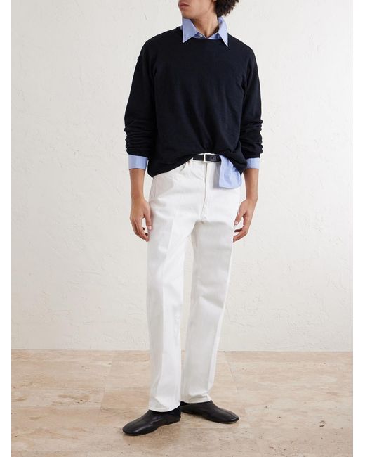 mfpen Blue Companion Cropped Cotton And Linen-Blend Sweater for men