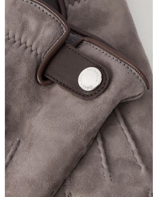 Brunello Cucinelli Gray Leather-Trimmed Suede Gloves for men