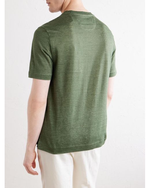 Zegna Green Oasi Knitted Linen T-shirt for men