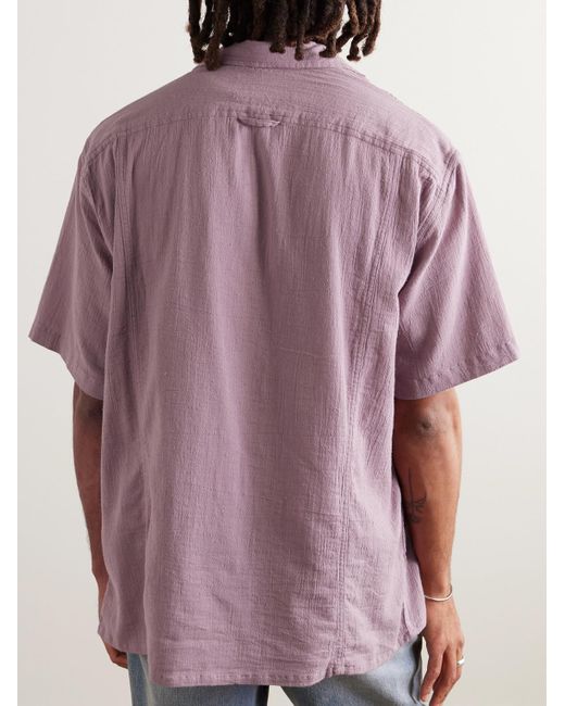 Corridor NYC Pink High Twist Camp-collar Crinkled-cotton Shirt for men