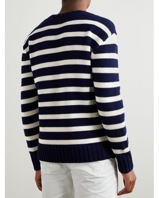 Ralph Lauren Blue Striped Cotton Sweater for men