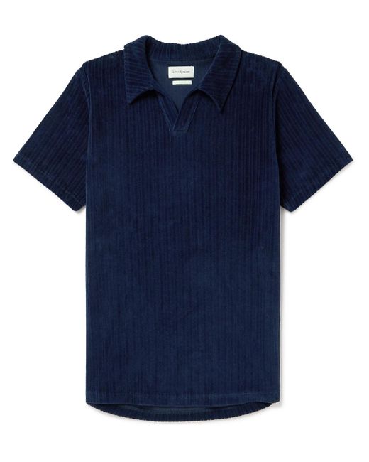 Oliver Spencer Blue Austell Ribbed Organic Cotton-blend Terry Polo Shirt for men