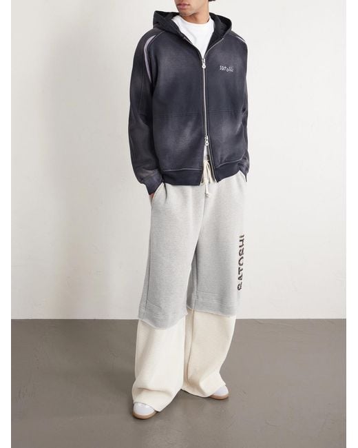 Satoshi Nakamoto White Wide-leg Logo-embellished Cotton-jersey And Waffle-knit Sweatpants for men