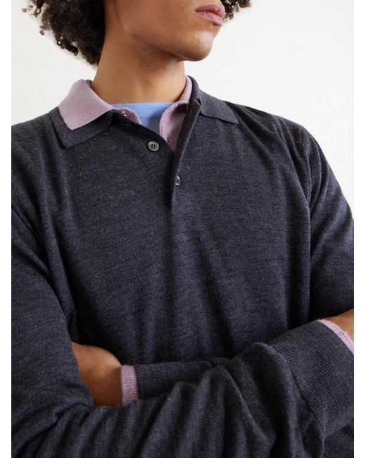 A.P.C. Blue Wool Polo Shirt for men