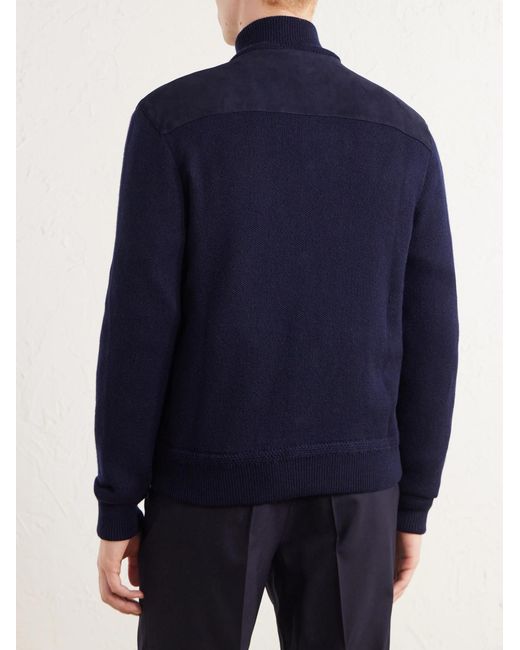 Ralph Lauren Blue Suede And Cashmere Jacket for men