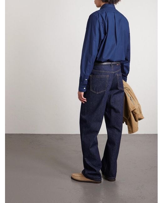 Polo Ralph Lauren Blue Logo-Embroidered Stretch-Cotton Poplin Shirt for men