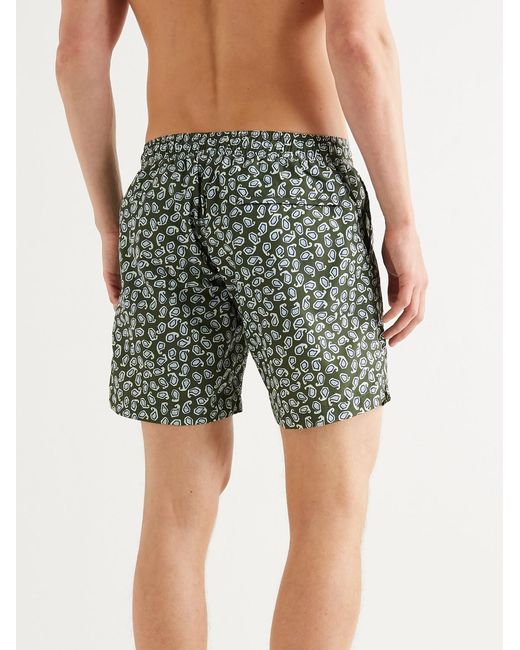 Thorsun Green Charvet Mid-Length Paisley-Print Swim Shorts for men