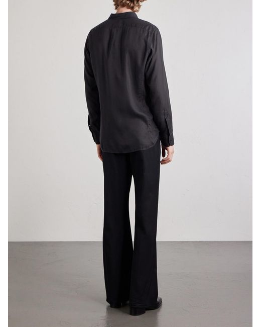 Tom Ford Black Button-Down Collar Lyocell-Gabardine Shirt for men