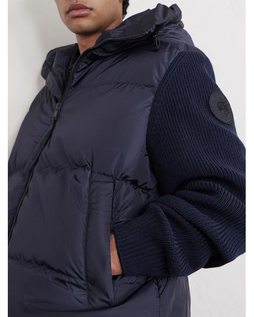 Canada Goose Blue Hybridge Wool And Quilted Shell Hooded Down Jacket for men