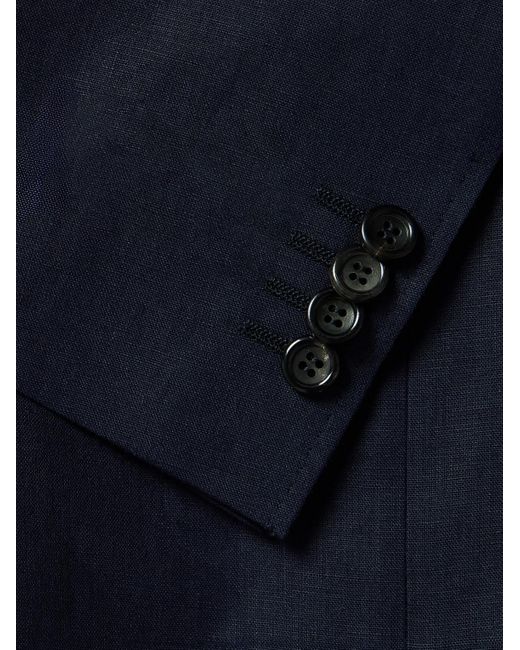 Canali Blue Kei Slim-fit Linen Suit Jacket for men
