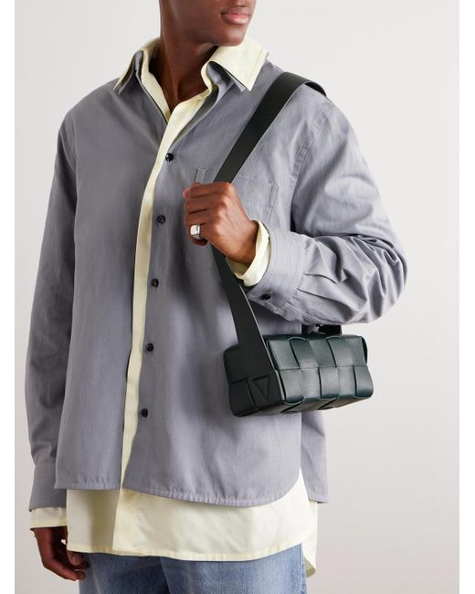 BOTTEGA VENETA Cassette Mini Intrecciato Leather Messenger Bag for Men