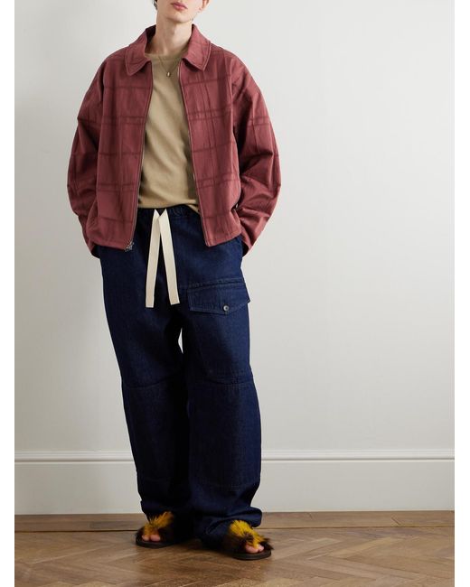 The Elder Statesman Red Checked Cotton-Blend Jacquard Jacket for men