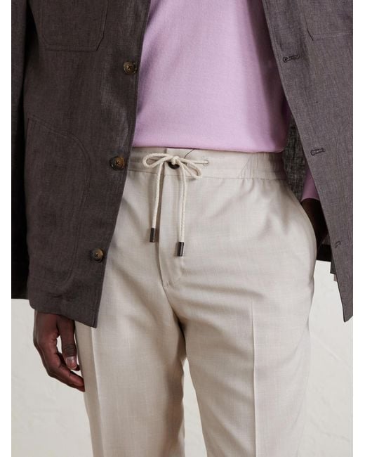 Slowear Natural Straight-Leg Pleated Virgin Wool, Silk And Linen-Blend Trousers for men