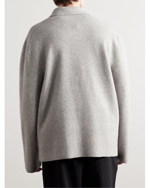 The Row Gray Barkley Waffle-Knit Wool And Cashmere-Blend Overshirt for men