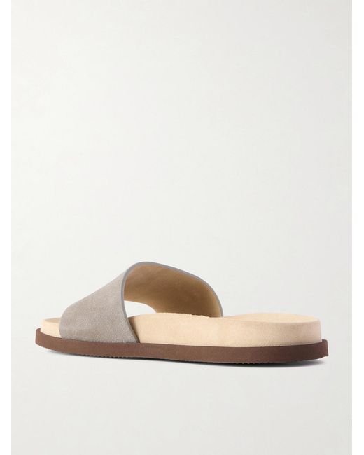 Brunello Cucinelli White Suede Slides for men
