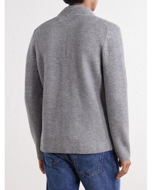 Slowear Gray Single-Breasted Ribbed Virgin Wool Blazer for men