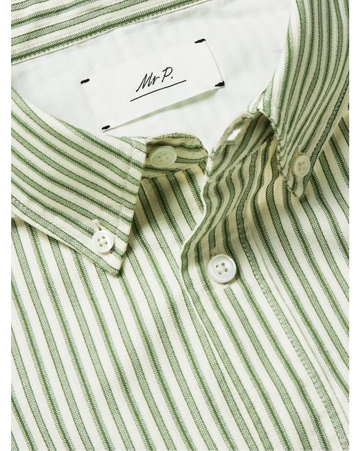 Mr P. Green Button-down Collar Striped Organic Cotton Oxford Shirt for men