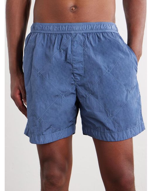 Bottega Veneta Blue Crinkled-Satin Swim Shorts for men