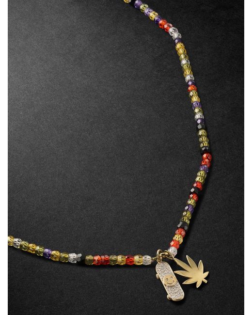 Sydney Evan Black Skateboard Diamond Beaded Necklace for men