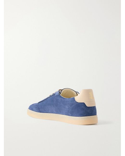 Brunello Cucinelli Blue Coda Di Rondine Suede Sneakers for men