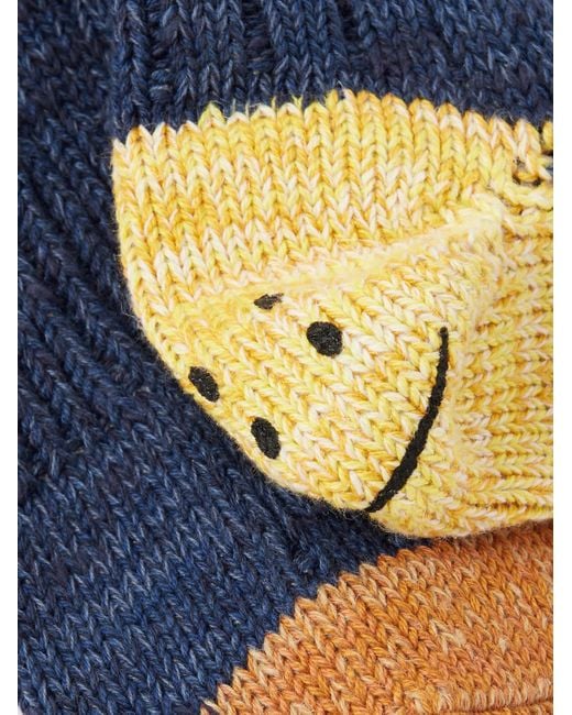 Kapital Blue Intarsia Cotton And Hemp-Blend Socks for men
