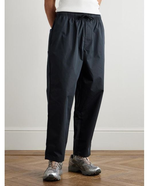 (w)taps Blue Tapered Cotton-Blend Drawstring Trousers for men