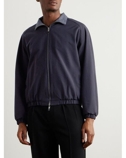 STÒFFA Blue Reversible Wool-seersucker And Poplin Bomber Jacket for men