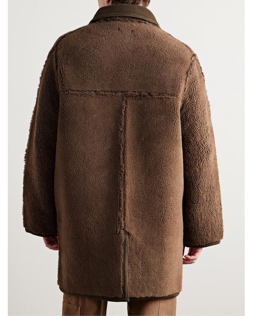 Bode Brown Ranch Reversible Shearling Coat for men