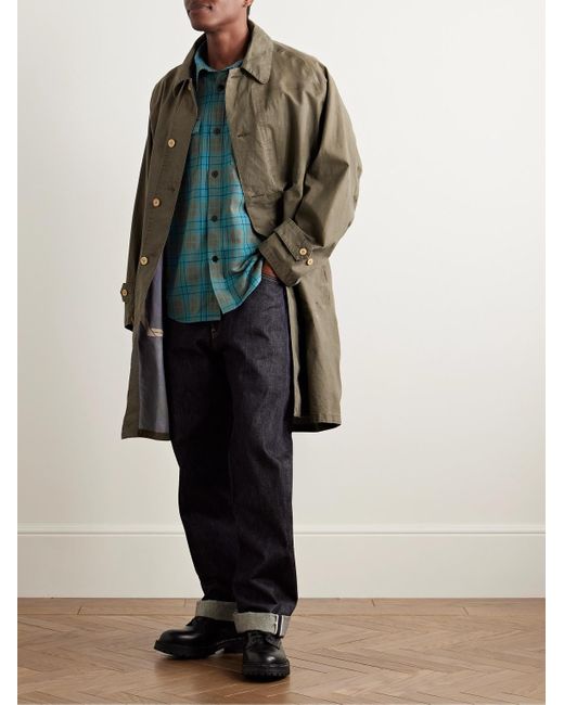 Checked Wool And Linen-Blend Shirt di Visvim in Blue da Uomo