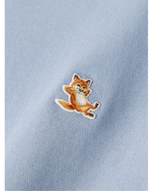 Maison Kitsuné Chillax Fox schmal geschnittenes Sweatshirt aus Baumwoll-Jersey mit Logoapplikation in Blue für Herren