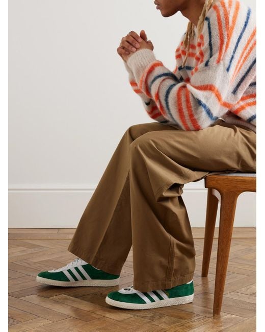 Adidas Originals Green Gazelle Spzl Leather-trimmed Suede Sneakers for men