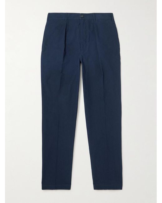 Drake's Blue Him Games Tapered Cotton-Ripstop Trousers for men