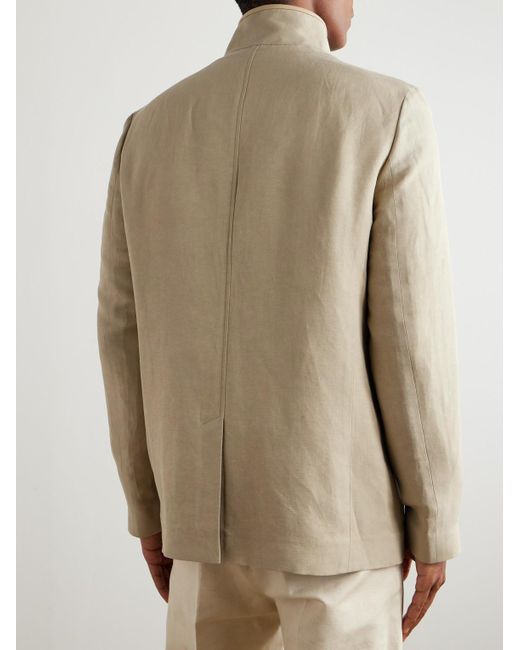 Loro Piana Natural Spagna Unstructured Nehru-Collar Linen And Silk-Blend Twill Jacket for men