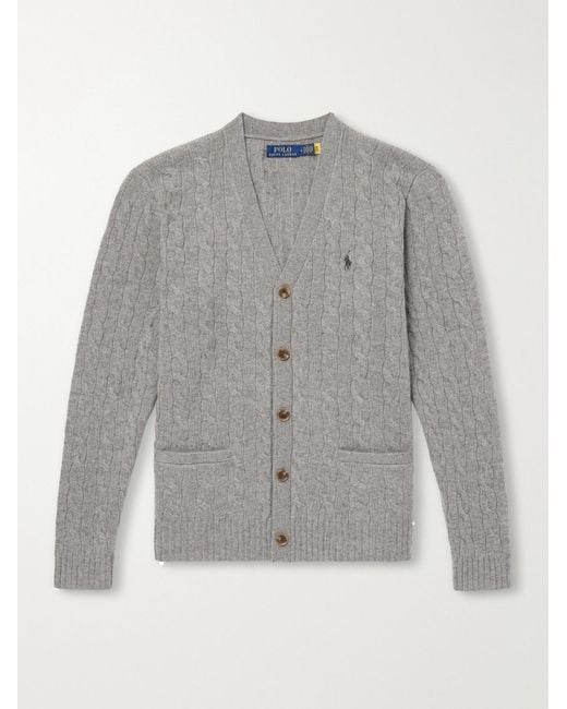 Polo Ralph Lauren Gray Wool And Cashmere-Blend Cardigan for men