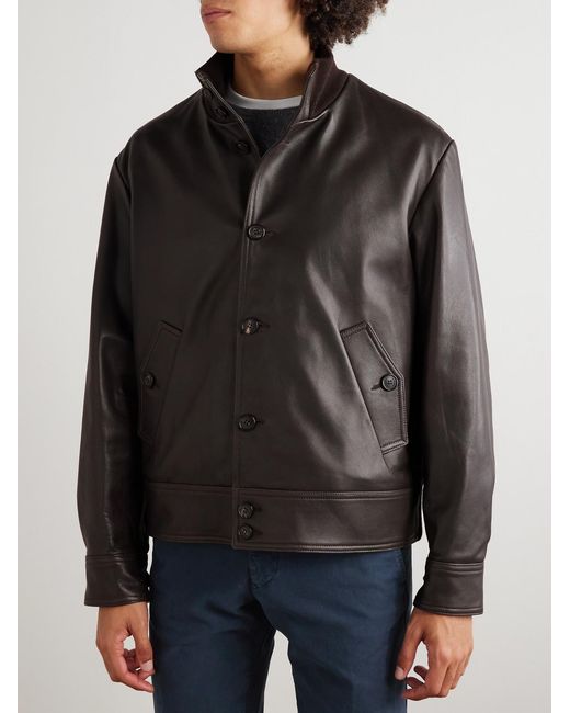 Slowear Black Leather Jacket for men