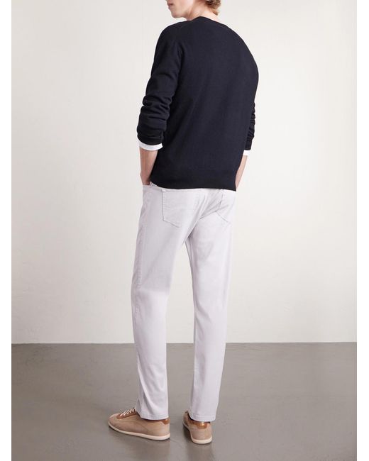 Peter Millar White Signature Straight-Leg Cotton-Blend Sateen Trousers for men