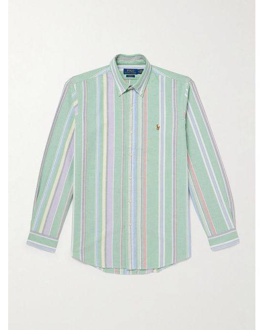 Polo Ralph Lauren Blue Button-Down Collar Striped Cotton Oxford Shirt for men