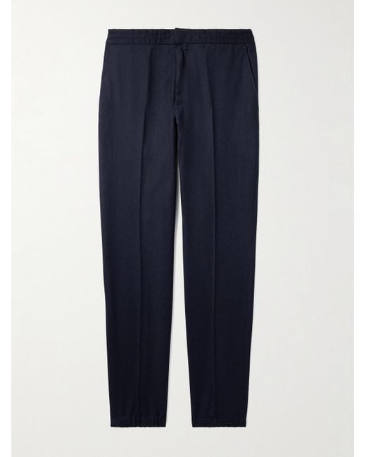Zegna Blue Tapered Wool Trousers for men