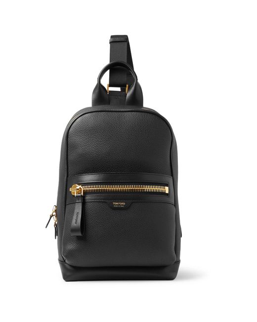 Tom Ford Black Full-grain Leather Sling Backpack for men
