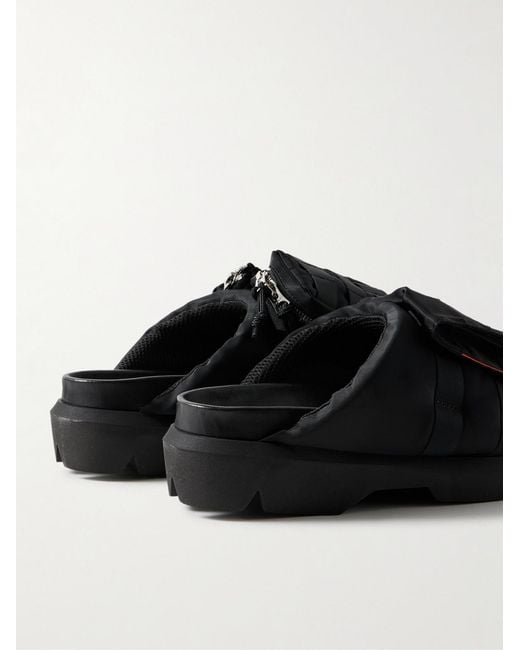 Sacai Black Webbing-Trimmed Shell Slides for men