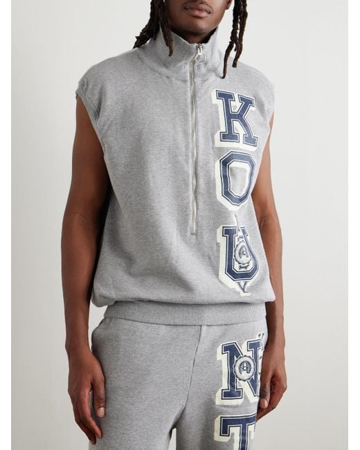 Kapital Gray Ko.u Printed Cotton-jersey Half-zip Gilet for men