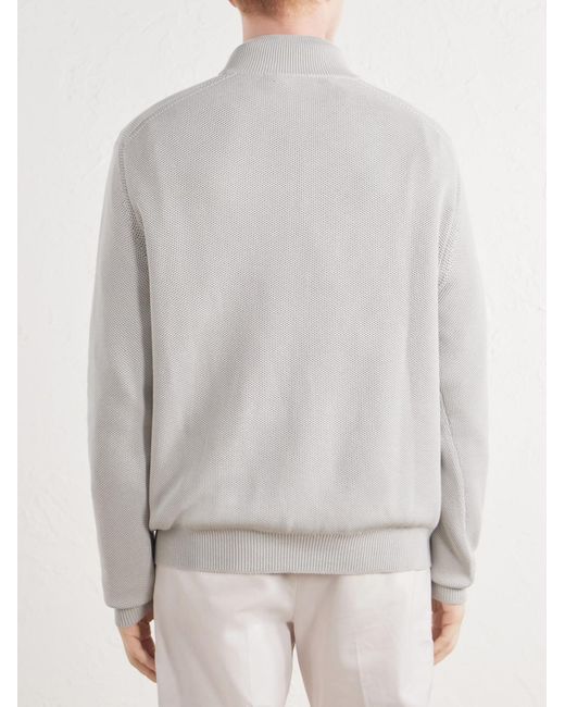 Ralph Lauren White Silk And Cotton-blend Half-zip Sweater for men