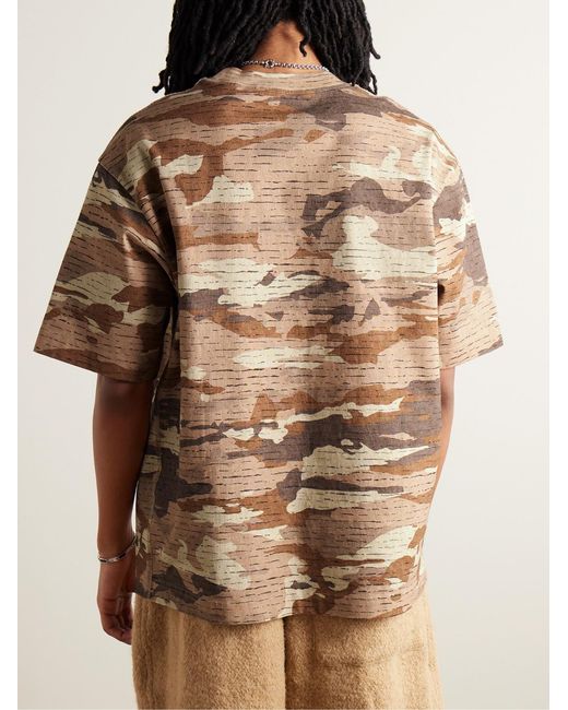 Acne Brown Extorr Crystal-Embellished Camouflage-Print Cotton-Jersey T-Shirt for men