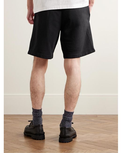 Shorts a gamba dritta in jersey di cotone con logo applicato e coulisse di Maison Kitsuné in Black da Uomo